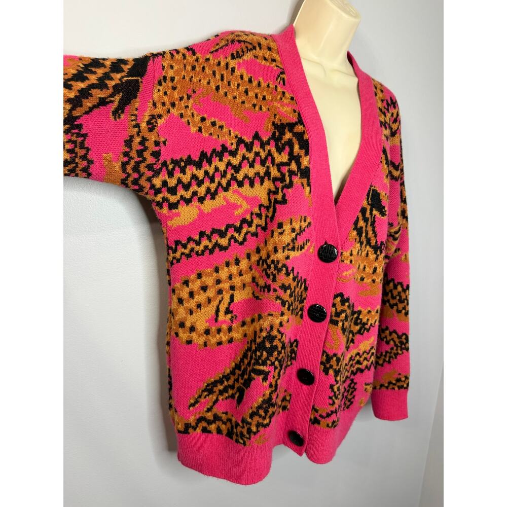FARM Rio Croco Pink Knit Cardigan Sweater Oversized Multi Women's S - Picture 5 of 12